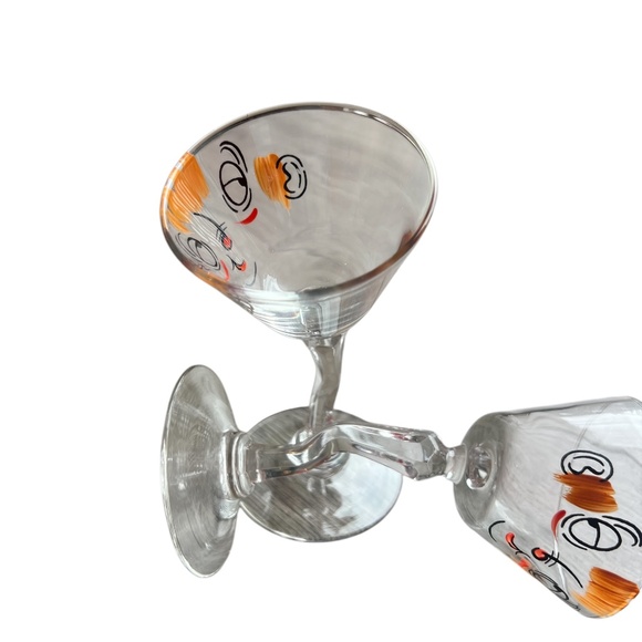 Pair Beau Brummell Gay Fad Vintage Midcentury 50s, Novelty Tipsy Martini Glasses - Picture 5 of 6